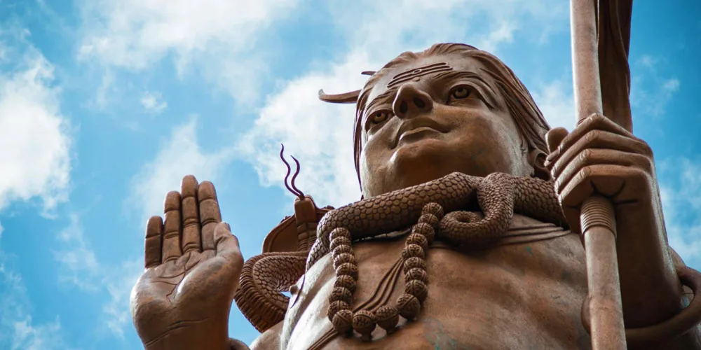 Close-up of a large Hindu statue
